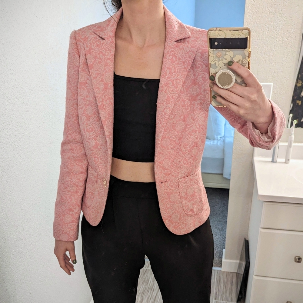 Pink Jacquard Blazer
